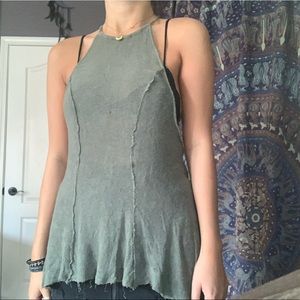 Free People Intimates Green Lace Tank